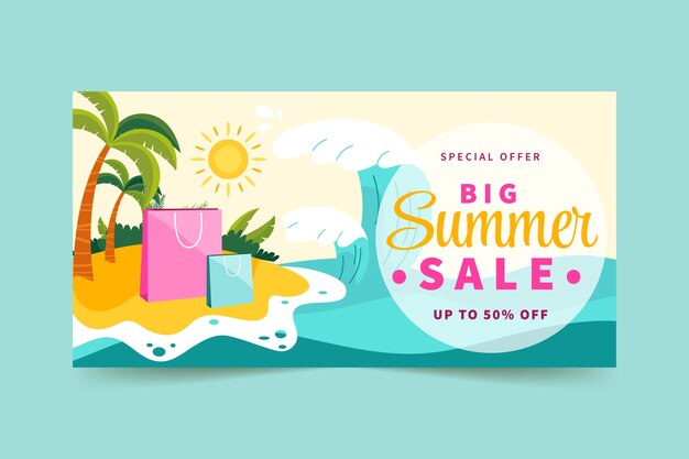 Vector gratuito banner de venta de verano dibujado a mano