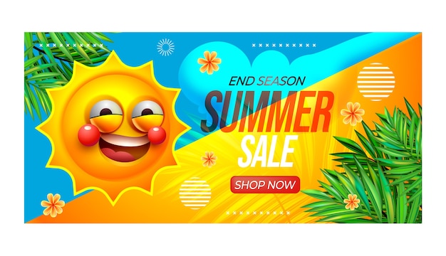 Banner de venta de verano realista