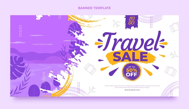 Banner de venta de viajes de diseño plano