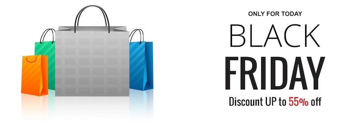 Vector gratuito banner de venta de viernes negro moderno con bolsa de compras