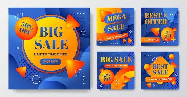 Banner de ventas abstracto degradado