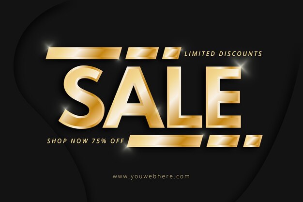 Banner de ventas dorado realista