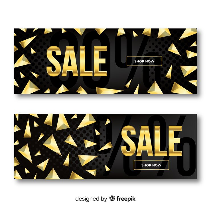 Vector gratuito banner de ventas en estilo dorado