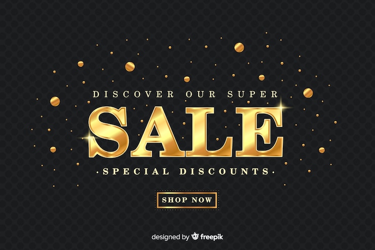 Vector gratuito banner de ventas en estilo dorado