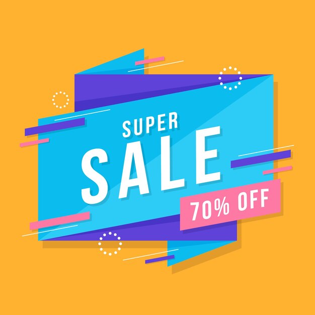 Banner de ventas en estilo origami