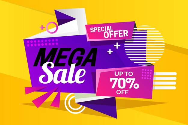 Banner de ventas en estilo origami