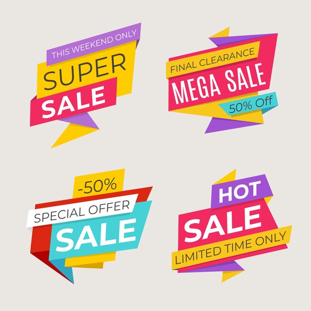 Banner de ventas en estilo origami