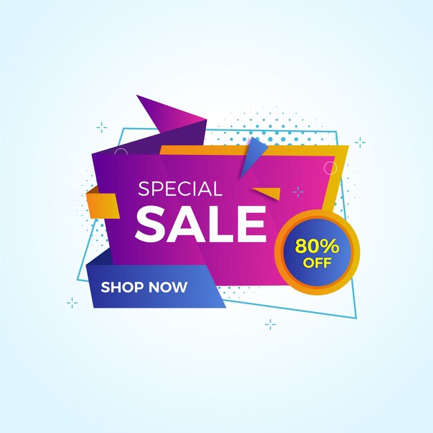 Banner de ventas en estilo origami