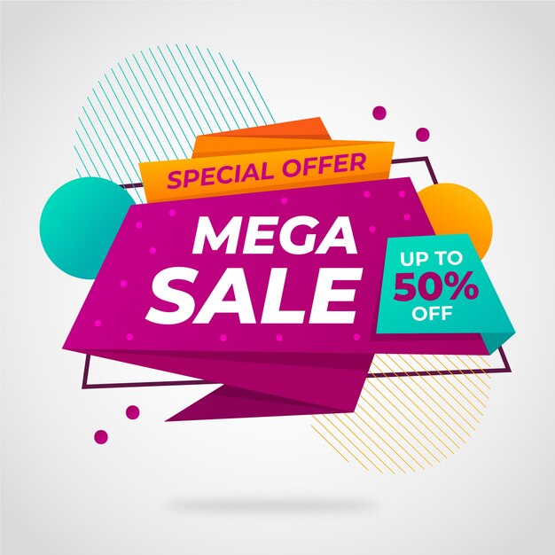 Banner de ventas en estilo origami