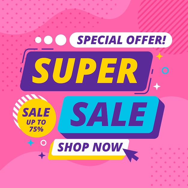 Vector gratuito banner de ventas con super venta