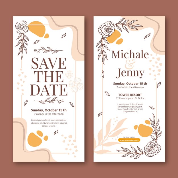 Banner vertical de boda dibujado a mano