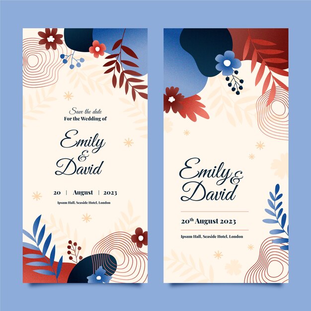 Banner vertical de boda de textura dibujada a mano