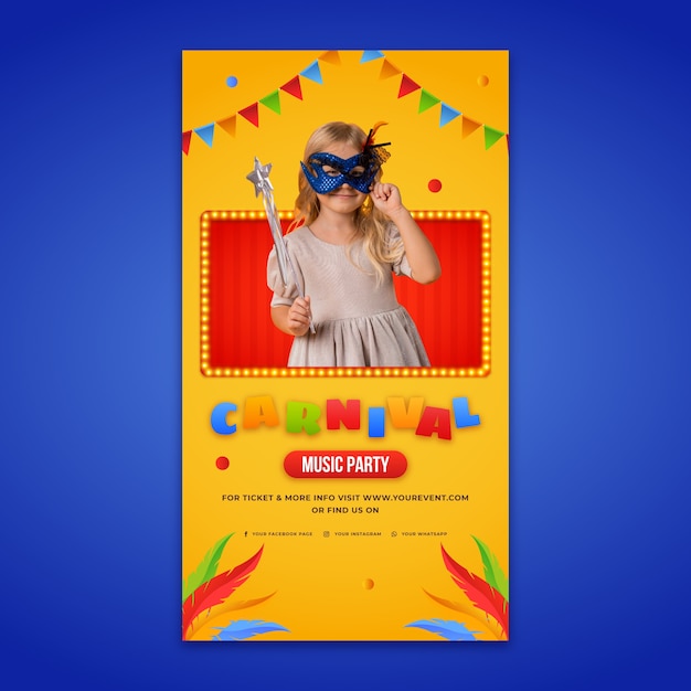 Banner vertical de carnaval degradado