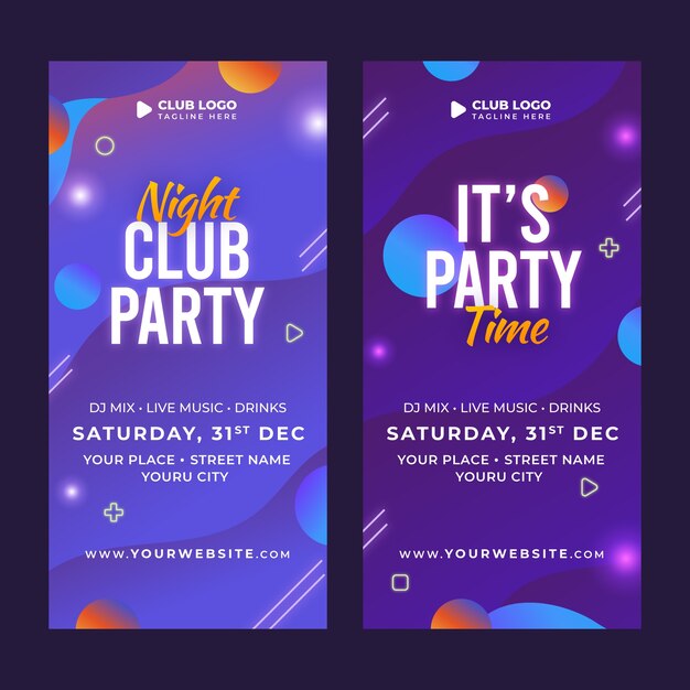 Banner vertical de club nocturno degradado