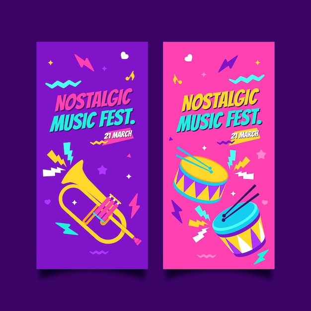 Vector gratuito banner vertical festival de música dibujado a mano