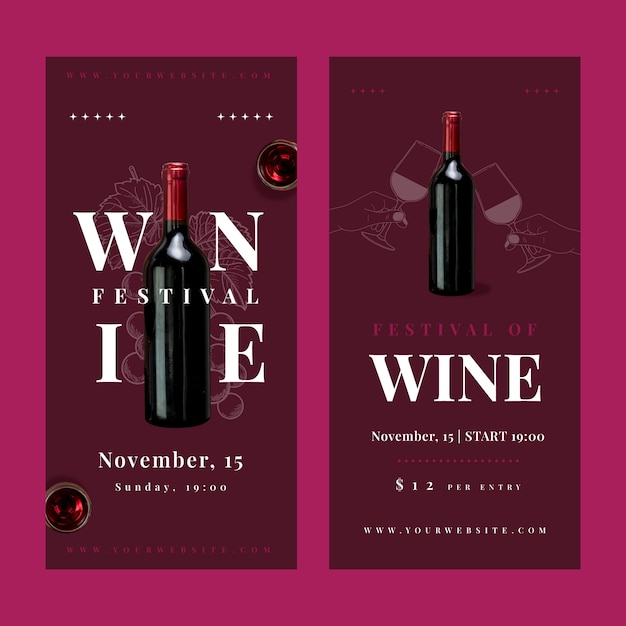 Vector gratuito banner vertical del festival del vino dibujado a mano