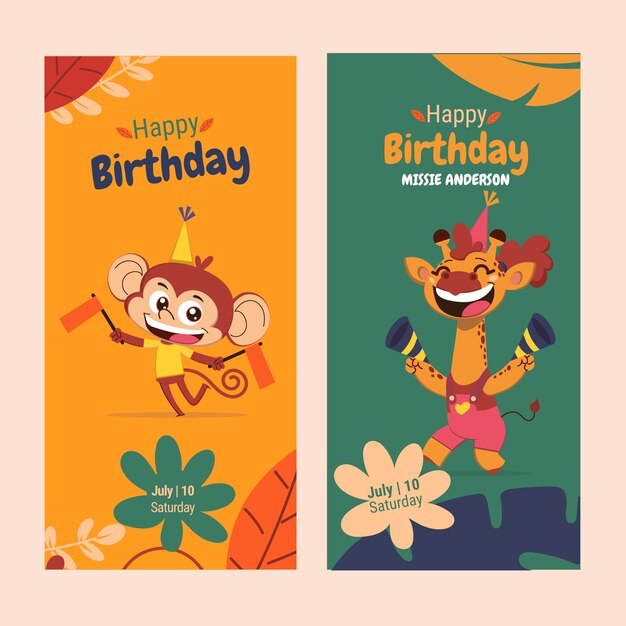 Banner vertical de fiesta de safari dibujado a mano