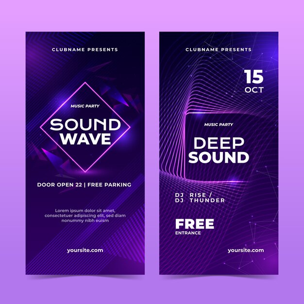Banner vertical de música electrónica degradada
