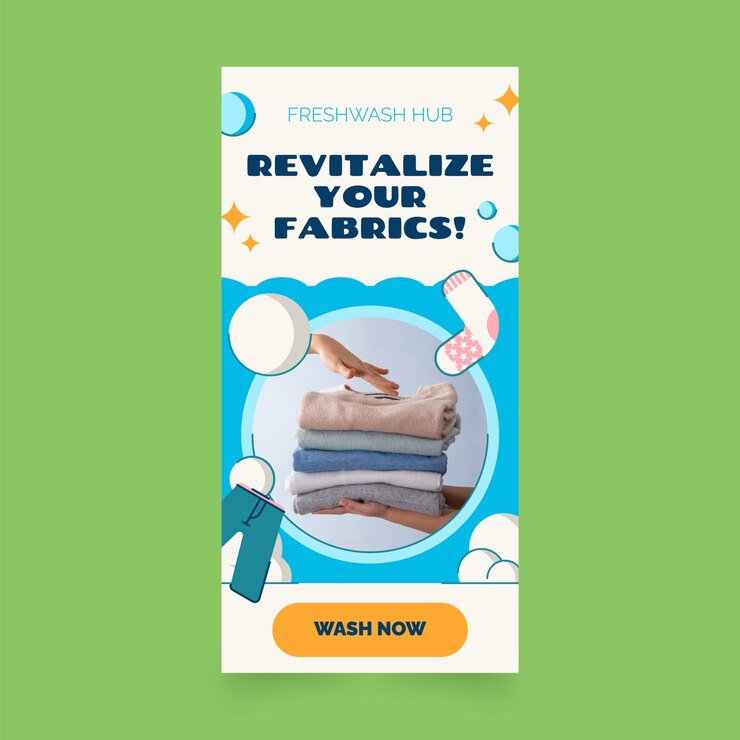 Vector gratuito banner vertical de servicio de lavandería dibujado a mano