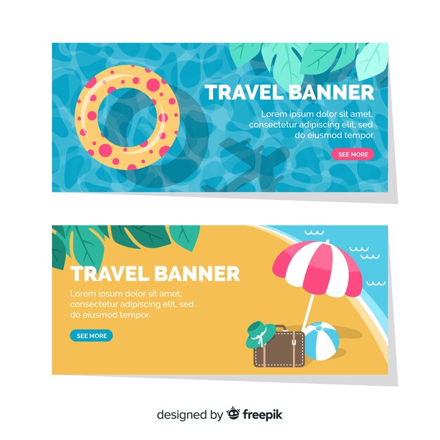 Banner de viaje en diseño plano