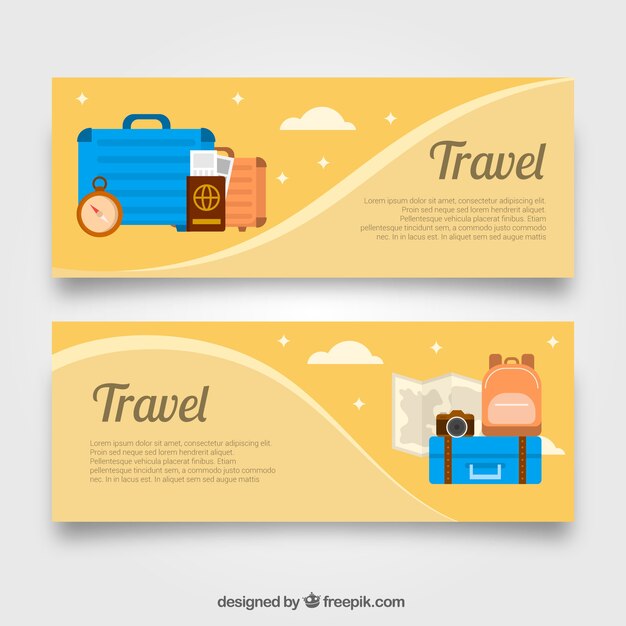 Banner de viajes con diseño plano