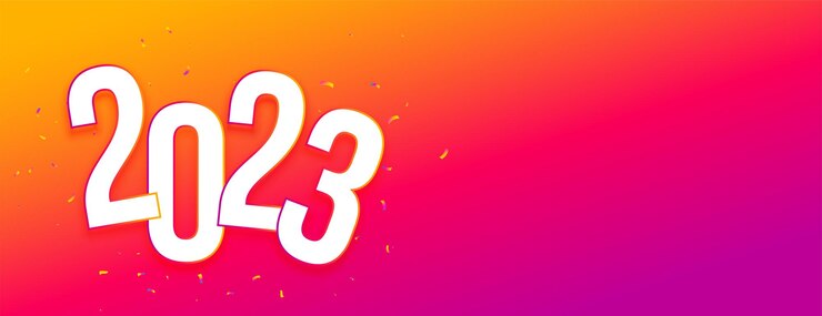 Vector gratuito banner vibrante de año nuevo 2023 de estilo minimalista