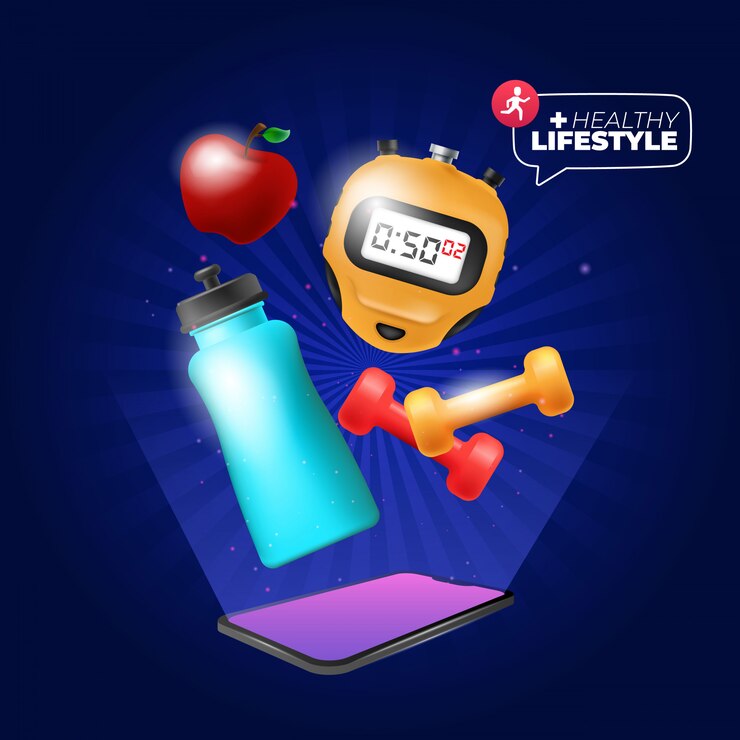 Vector gratuito banner de vida saludable con elementos de ejercicio