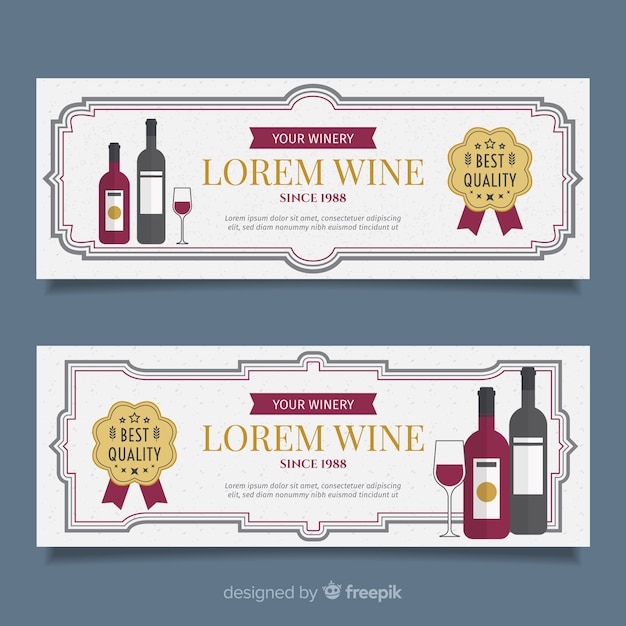 Vector gratuito banner vino plano