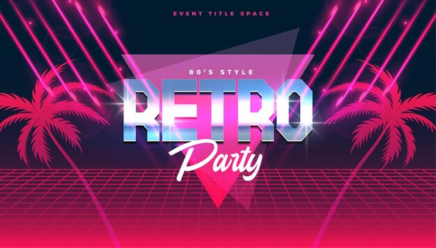 Banner de volante de fiesta de música retro clásica con palmera tropical
