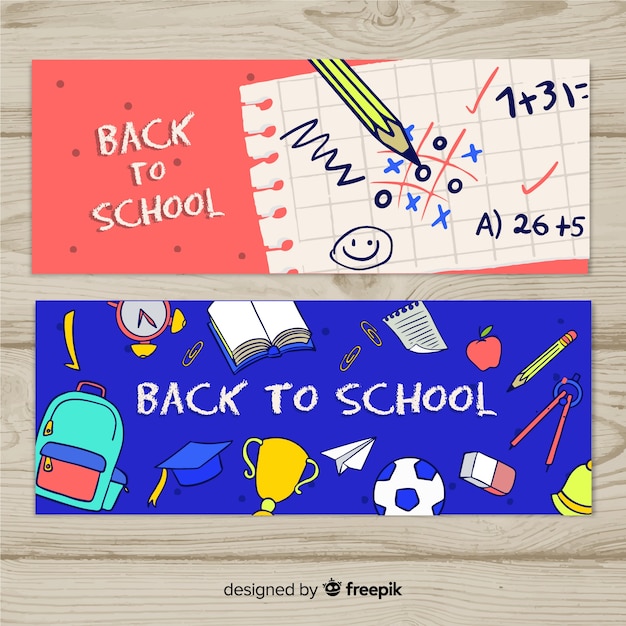 Banner de la vuelta al cole dibujado a mano