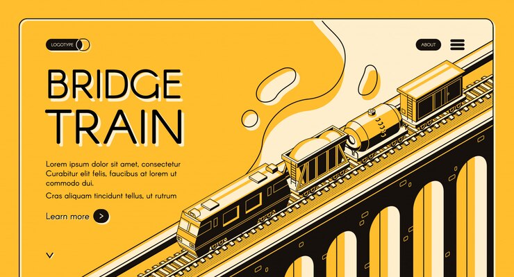 Vector gratuito banner de web isométrica de transporte de carga de ferrocarril industrial. locomotora tirando tren de carga
