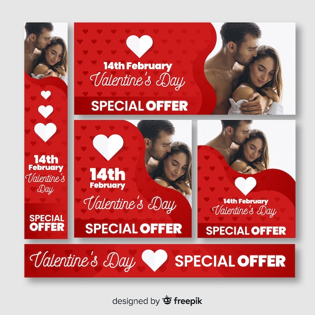 Vector gratuito banner web de san valentín