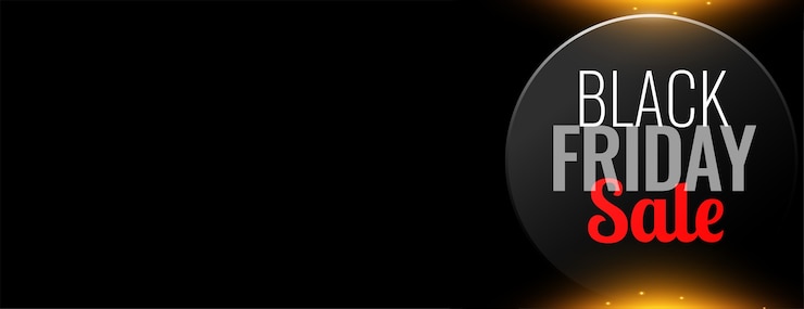 Vector gratuito banner de web de venta de viernes negro sobre fondo negro