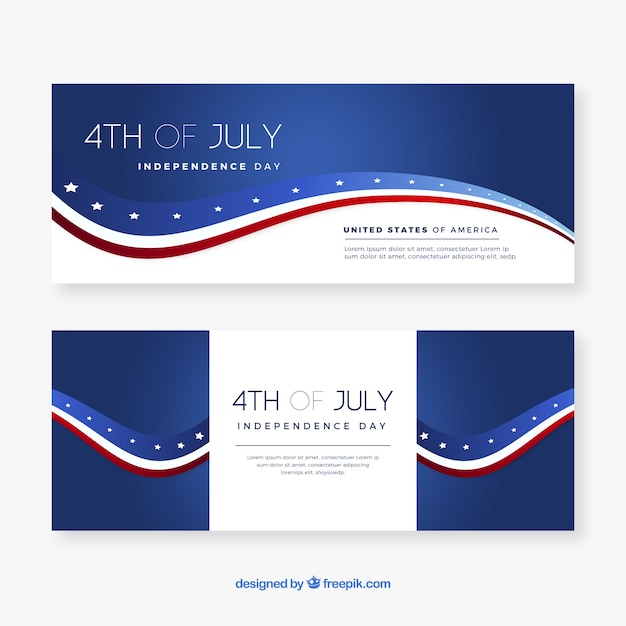 Vector gratuito banners de 4 de julio con bandera americana