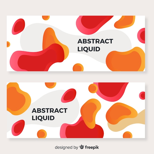 Vector gratuito banners abstracto con formas líquidas