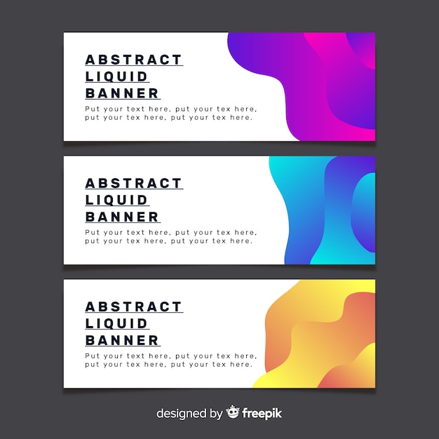 Vector gratuito banners abstracto con formas líquidas