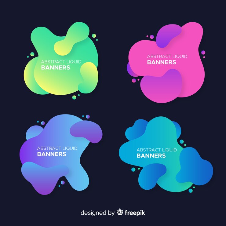 Vector gratuito banners abstracto con formas líquidas