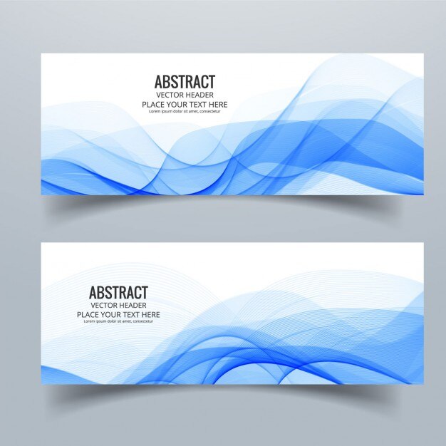 Banners abstracto con formas onduladas azules