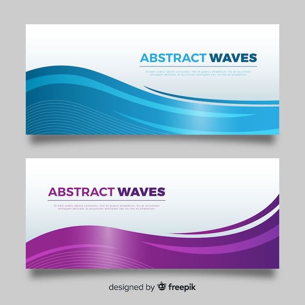 Vector gratuito banners abstracto con ondas