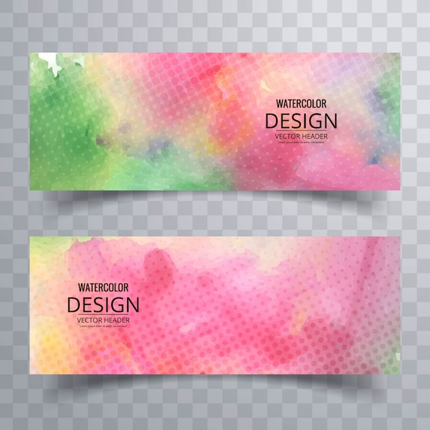 Vector gratuito banners abstractos con acuarelas