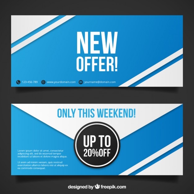 Vector gratuito banners abstractos azules de oferta