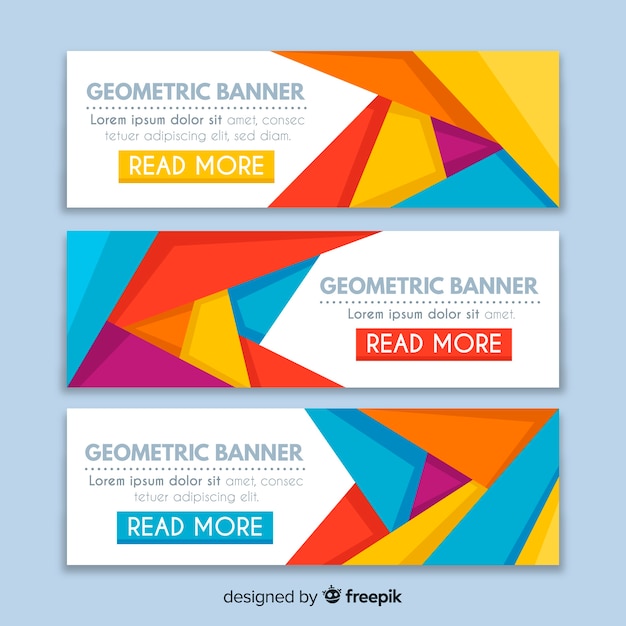 Vector gratuito banners abstractos coloridos con diseño geométrico