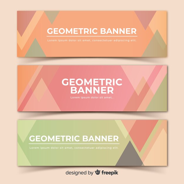 Banners abstractos coloridos con diseño geométrico