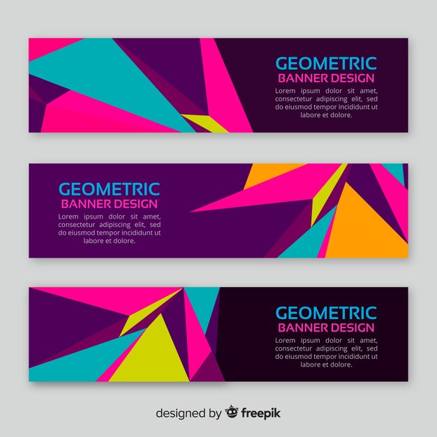 Banners abstractos coloridos con diseño geométrico