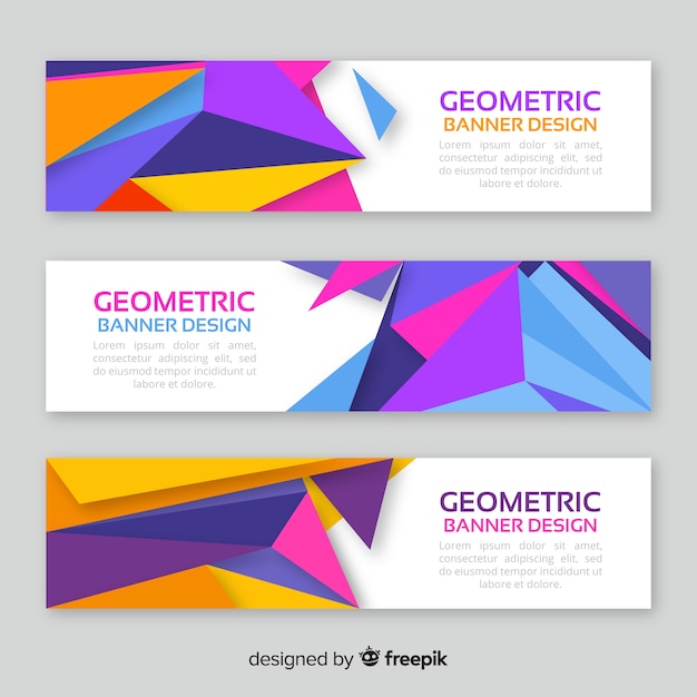 Banners abstractos coloridos con diseño geométrico
