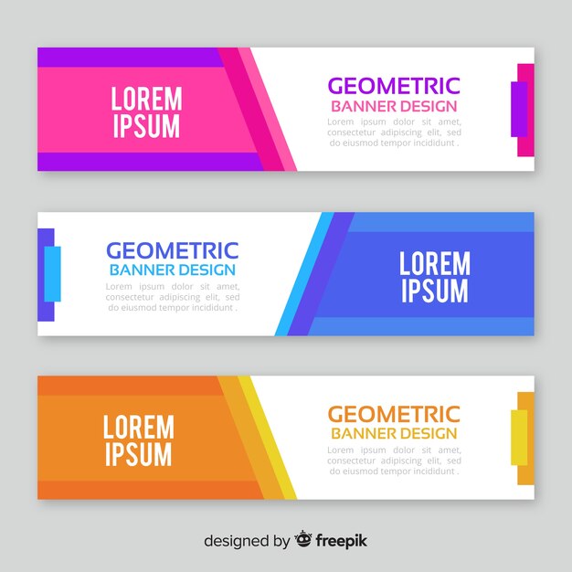 Banners abstractos coloridos con diseño geométrico