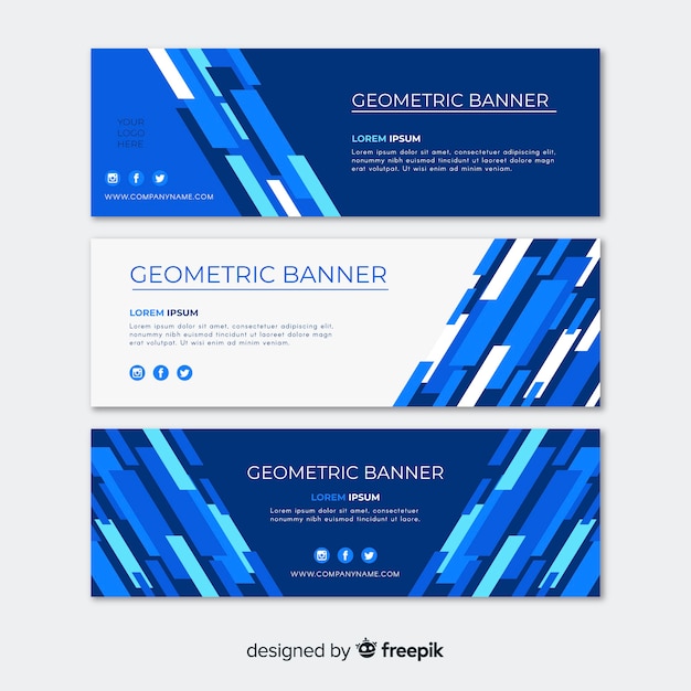 Vector gratuito banners abstractos coloridos con formas geométricas