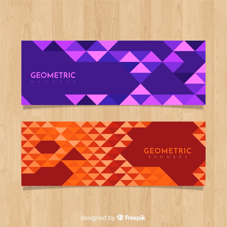 Vector gratuito banners abstractos coloridos con formas geométricas