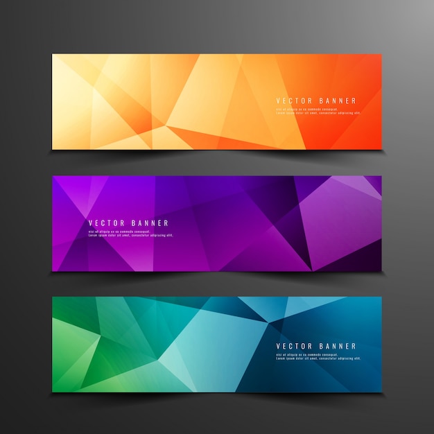 Vector gratuito banners abstractos coloridos poligonales