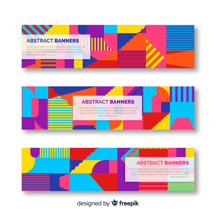 Vector gratuito banners abstractos con diseño geométrico